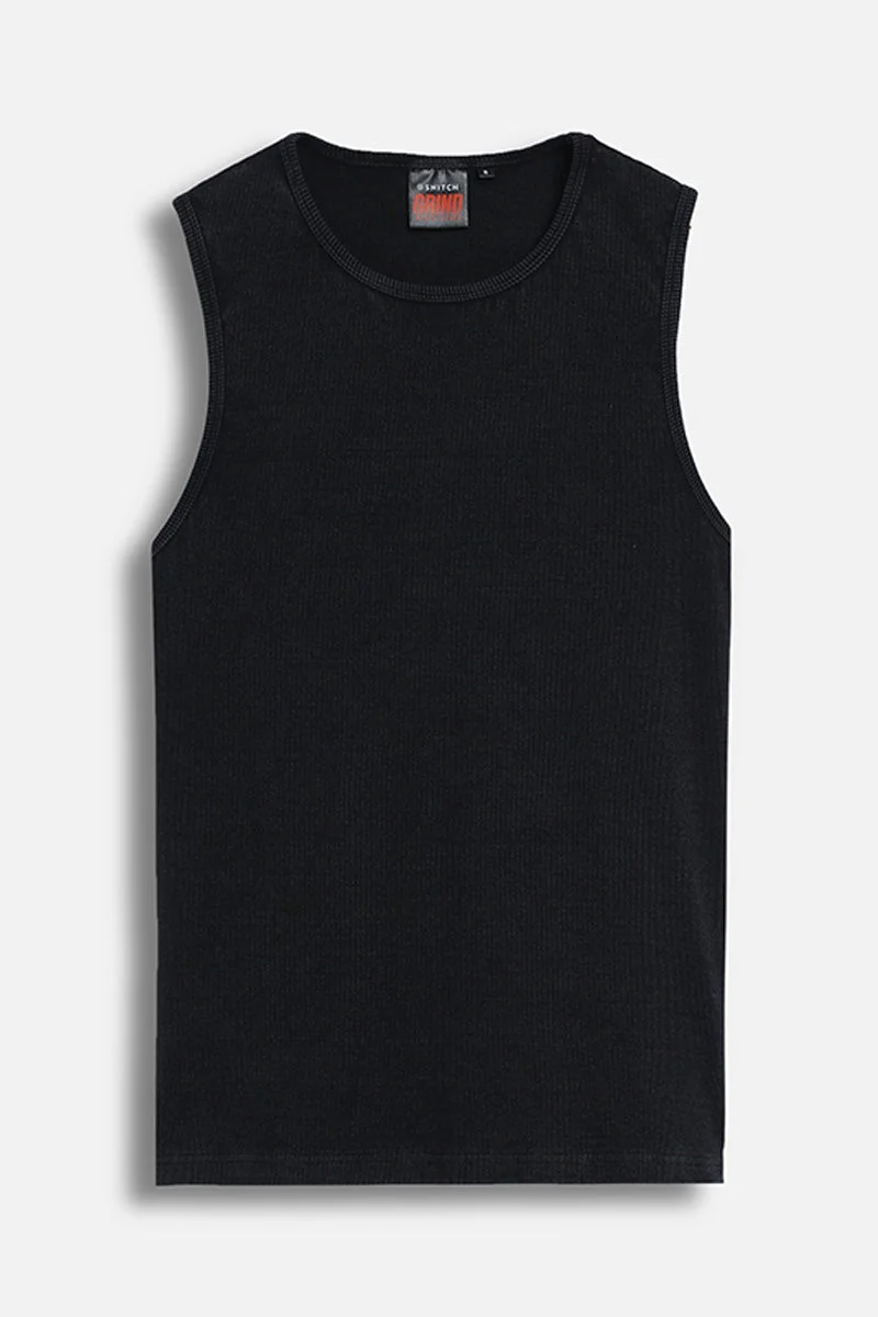 Snitch Black GRIND Acid Washed Tank Top for Men | Best Price UAE